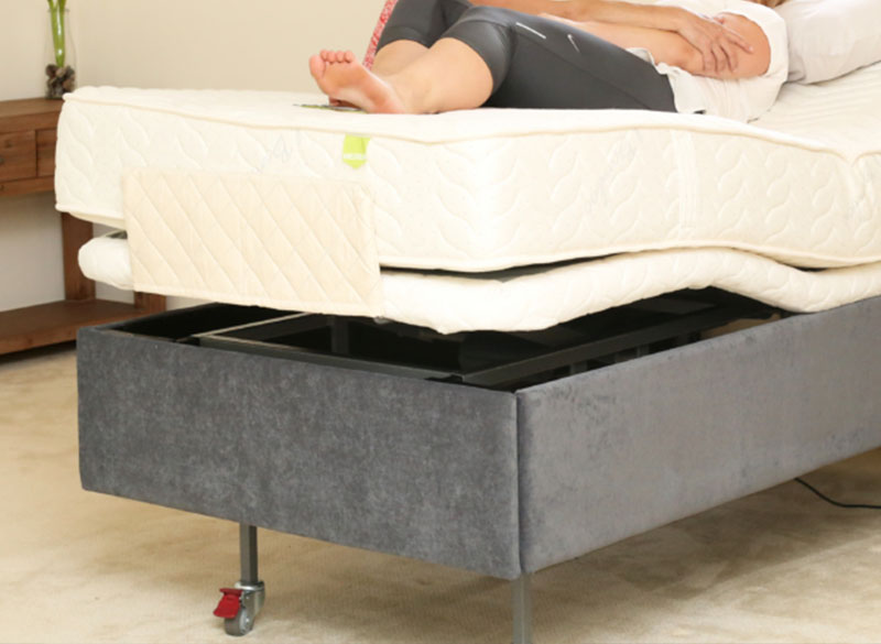 The raised footof a hilo electric health bed by Novacorr